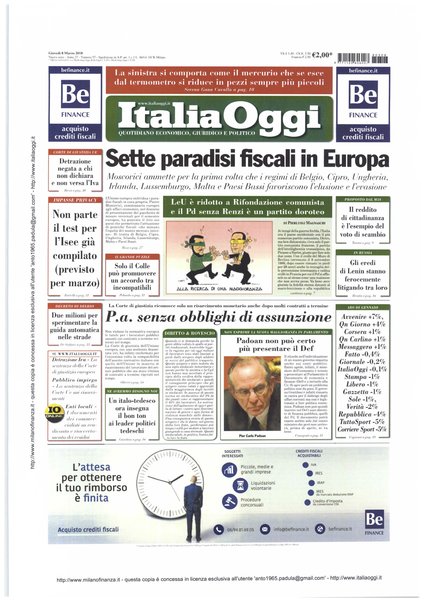 Italia oggi : quotidiano di economia finanza e politica